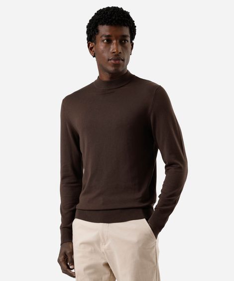 suéter masculino de tricot gola alta marrom
