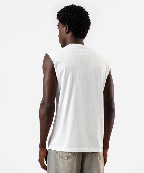 regata machão masculina de algodão estampada off white