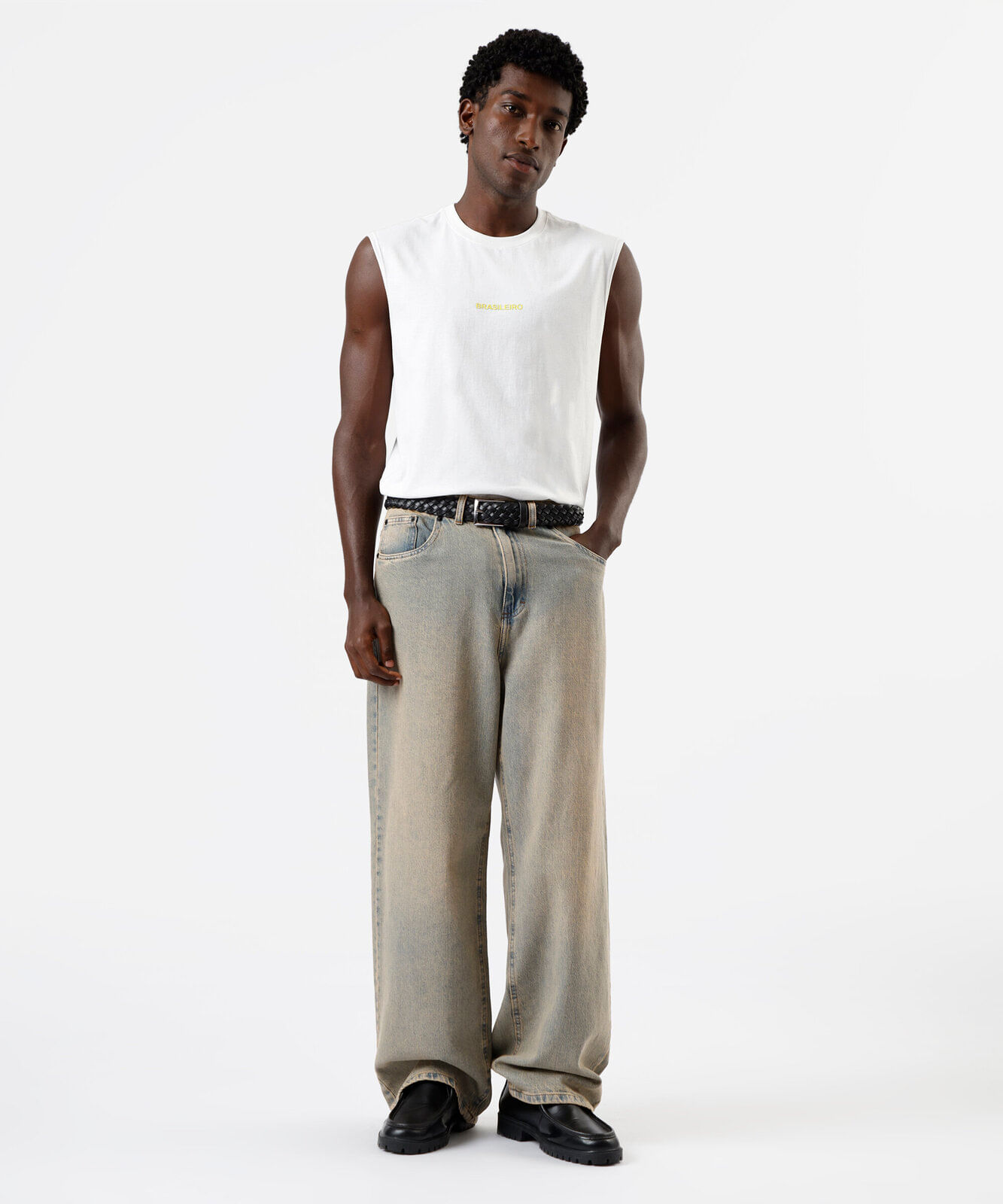 regata machão masculina de algodão estampada off white