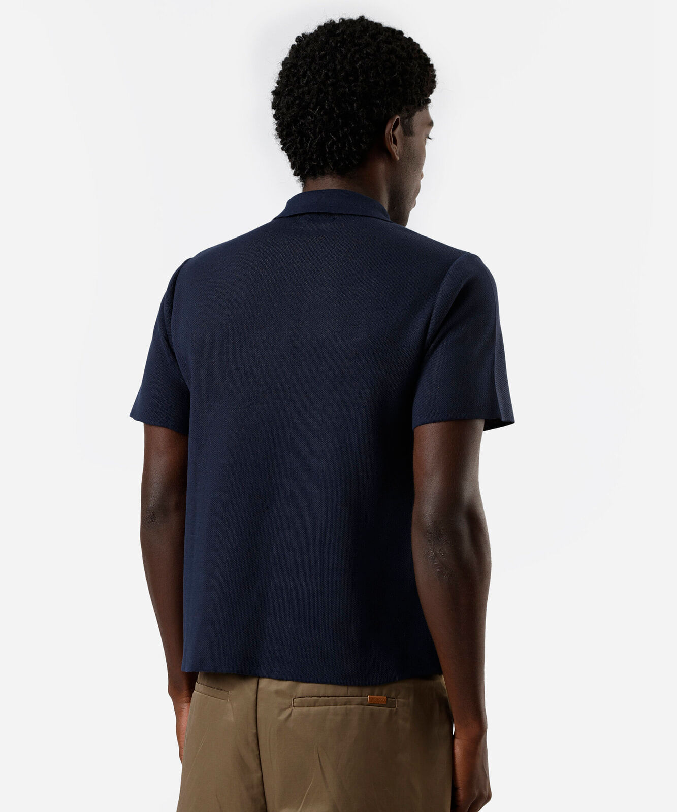 camiseta masculina de tricot com gola brasil azul