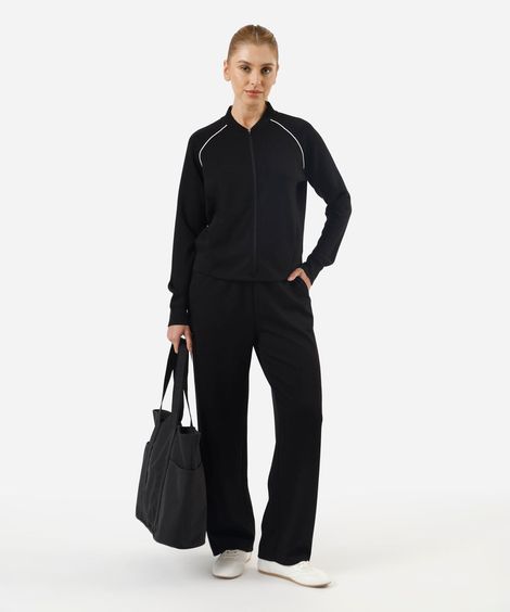 jaqueta feminina esportiva com nervura preta