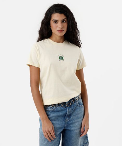 camiseta feminina regular molho brasileiro amarela