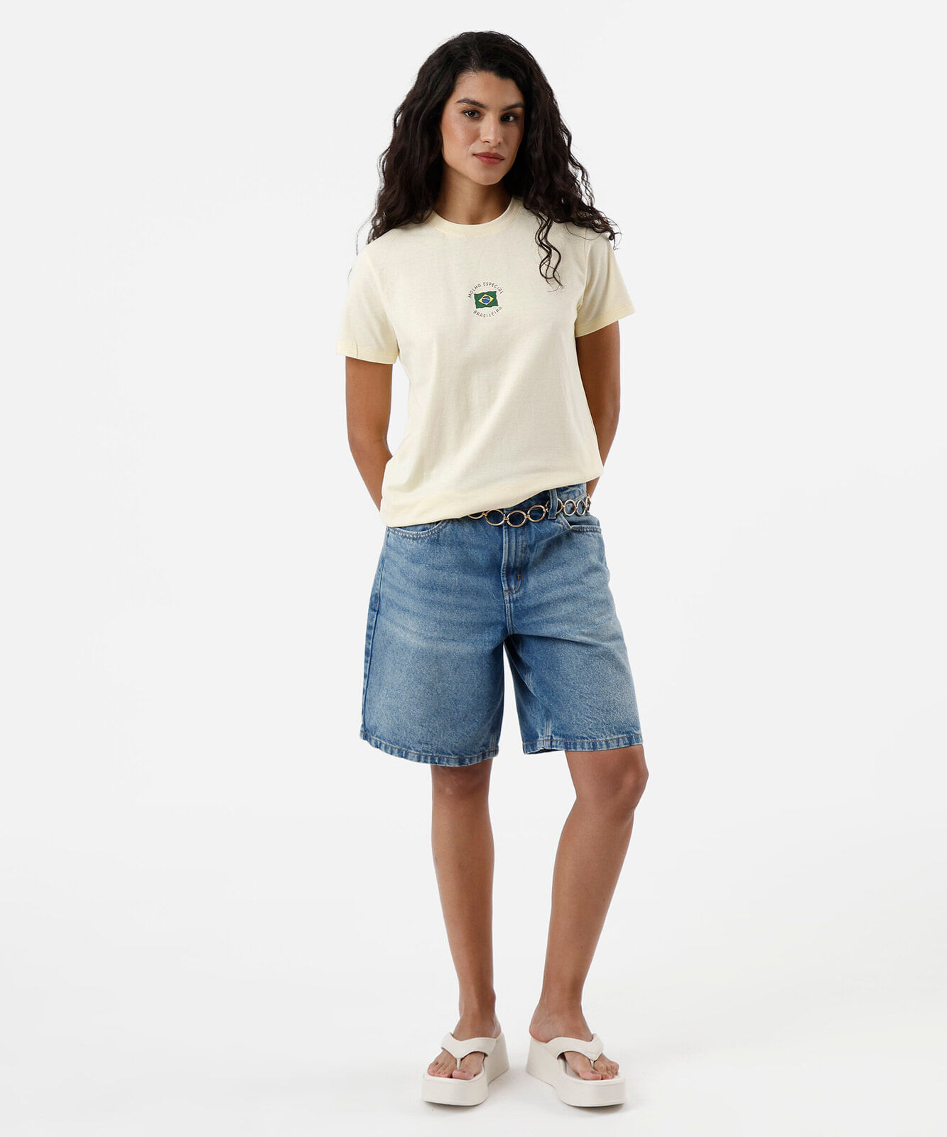 camiseta feminina regular molho brasileiro amarela