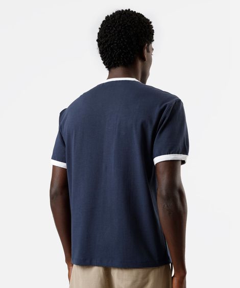 camiseta masculina de algodão brasil bicolor azul