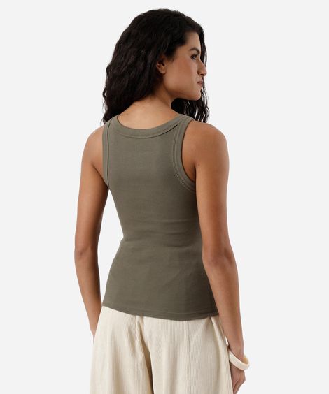regata feminina de algodão halterneck bordada verde