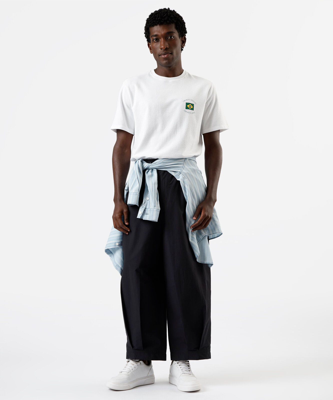 camiseta masculina de algodão manga curta brasil off white