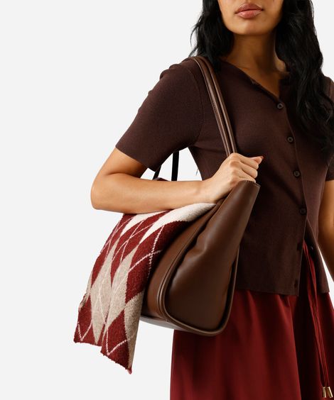 cachecol de tricot xadrez argyle vinho