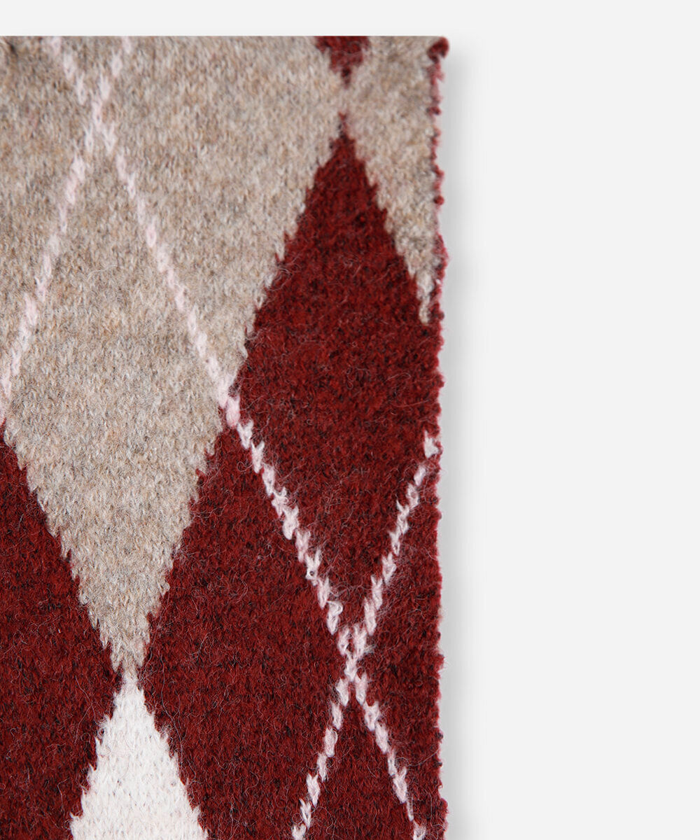 cachecol de tricot xadrez argyle vinho