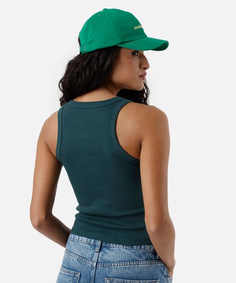 regata feminina de algodão com bordado brasil verde