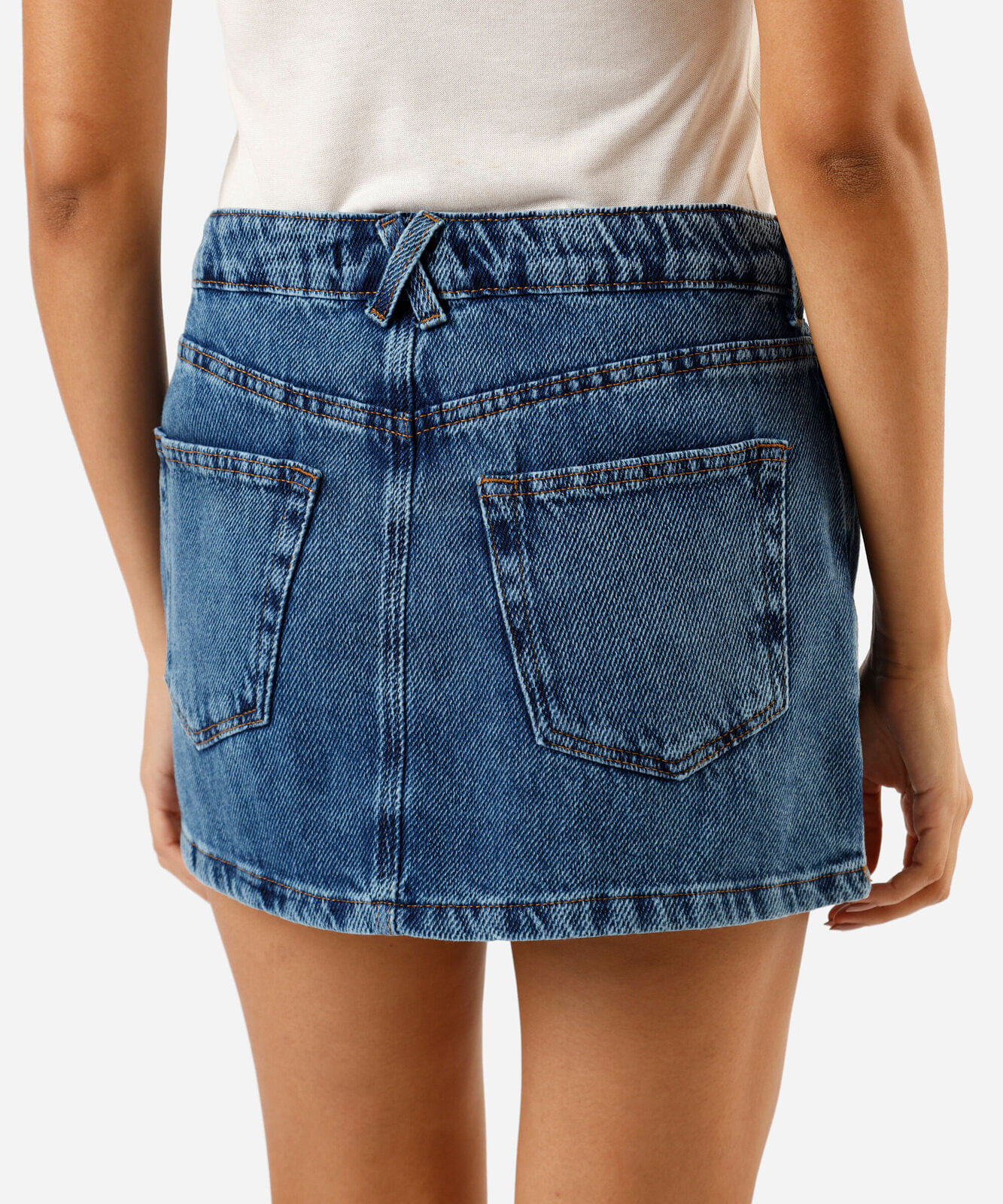 minissaia feminina jeans cintura média azul
