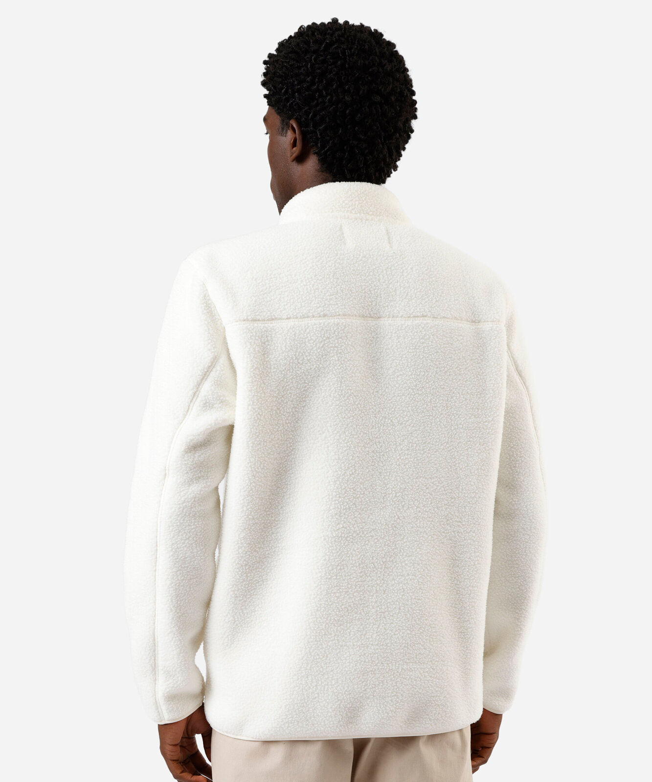 jaqueta masculina fleece com zíper off white