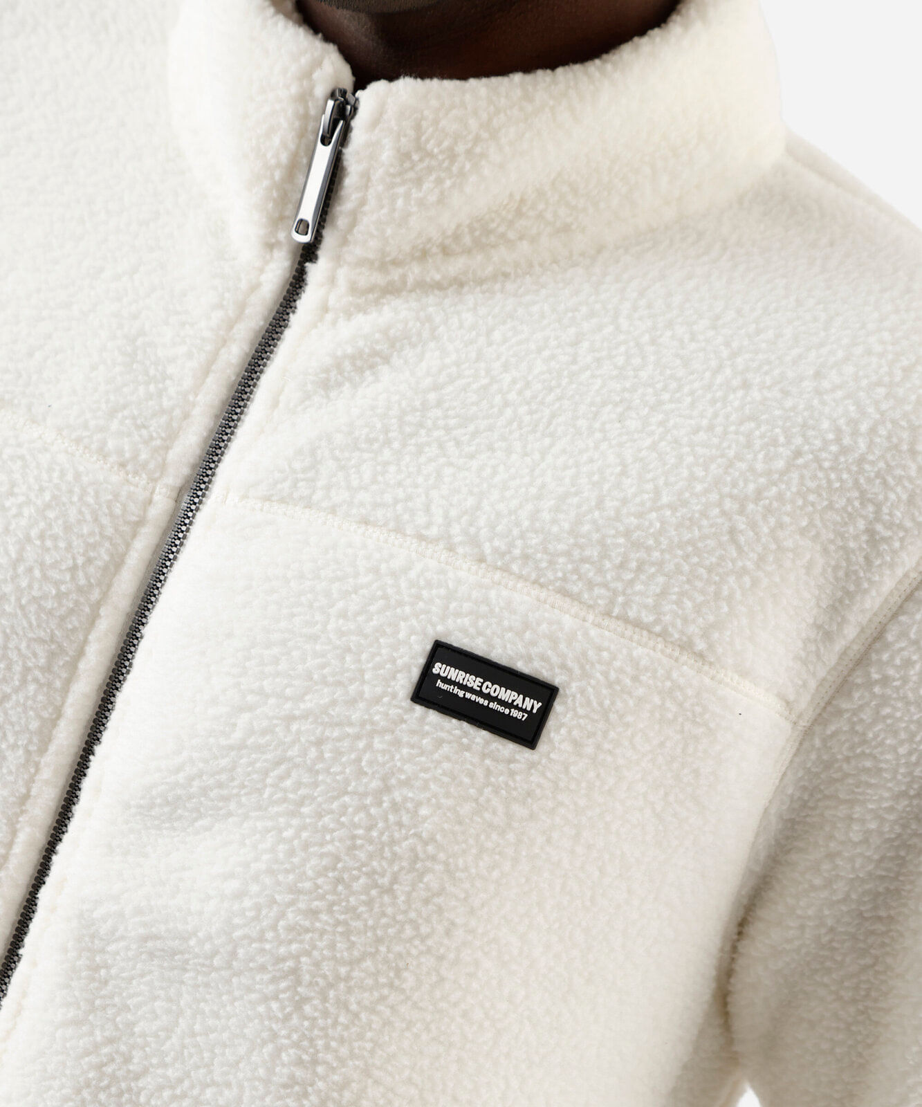 jaqueta masculina fleece com zíper off white