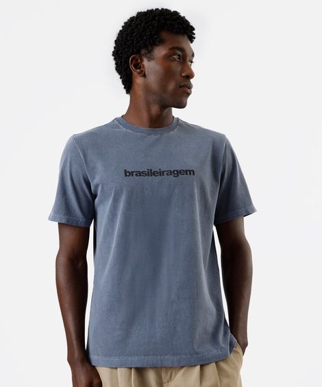 camiseta masculina de algodão brasileiragem azul