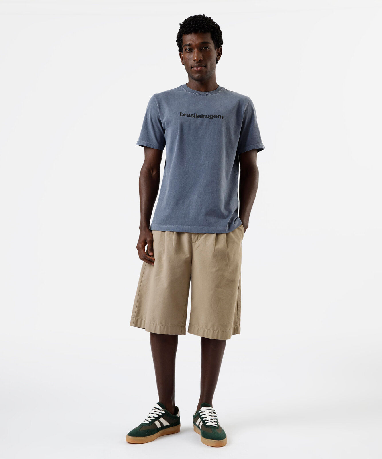 camiseta masculina de algodão brasileiragem azul