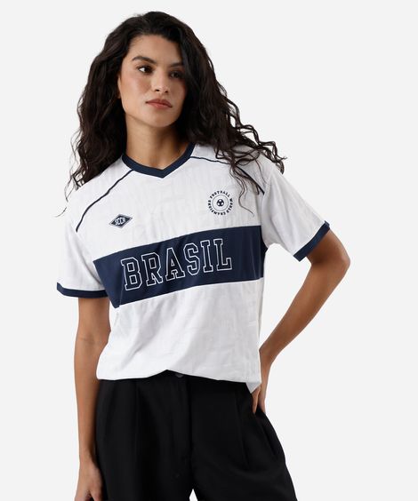 camiseta esportiva feminina manga curta brasil branca