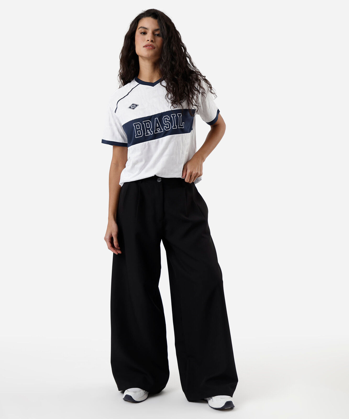 camiseta esportiva feminina manga curta brasil branca