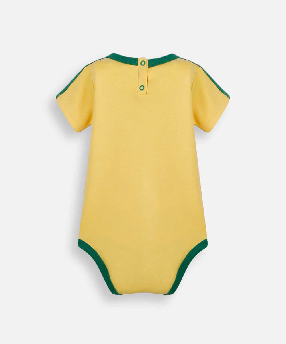 body infantil de algodão brasil amarelo