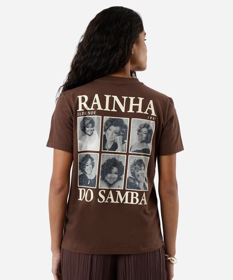 camiseta feminina de algodão manga curta alcione marrom
