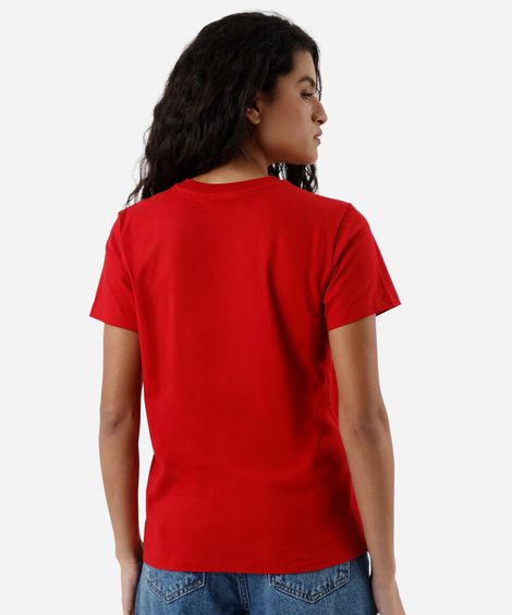 camiseta feminina de algodão manga curta alcione vermelha
