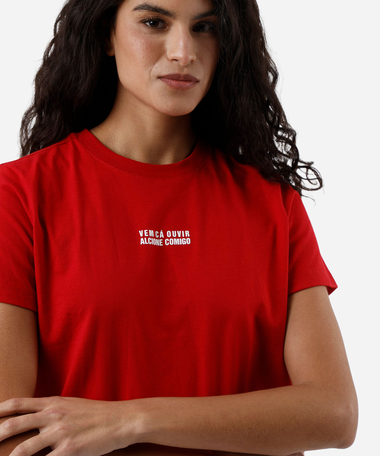 camiseta feminina de algodão manga curta alcione vermelha