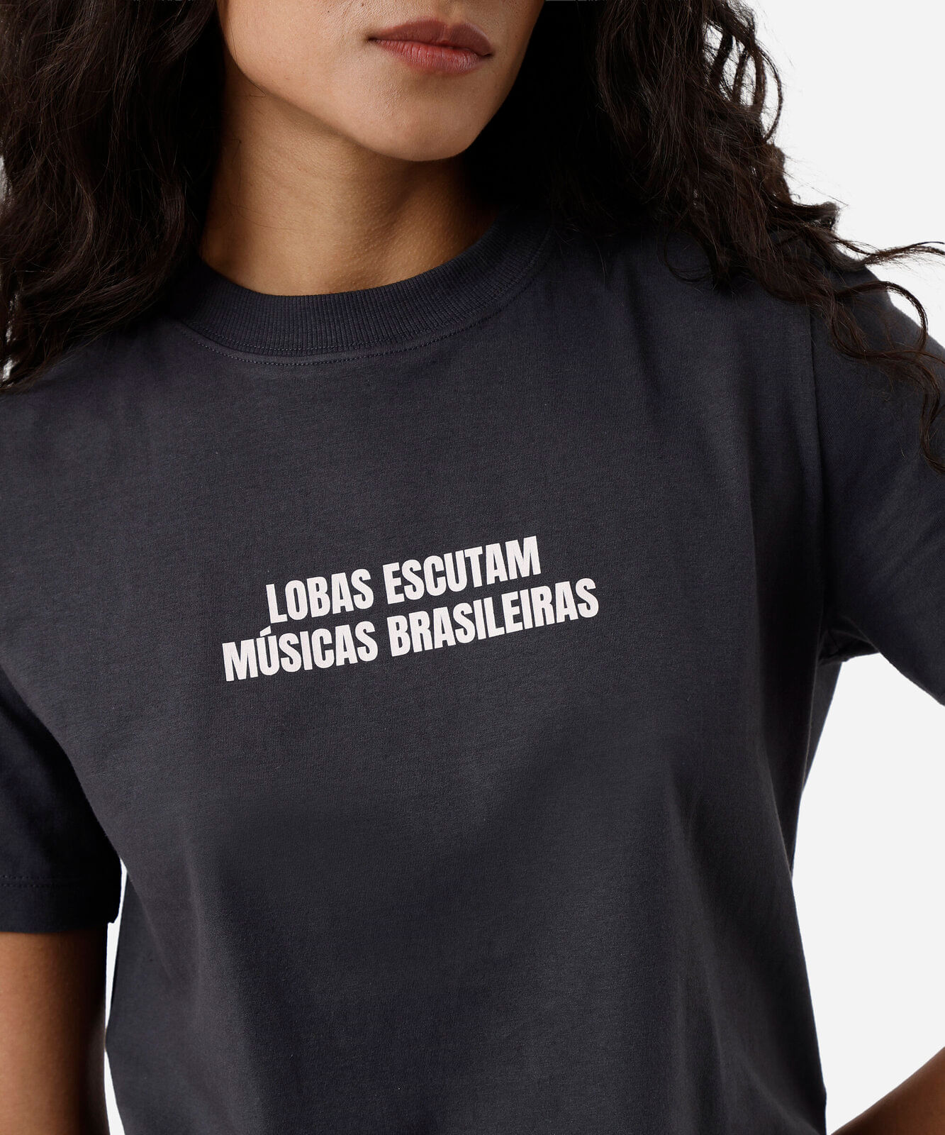 camiseta feminina de algodão manga curta alcione cinza