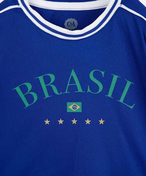 camiseta esportiva infantil brasil azul
