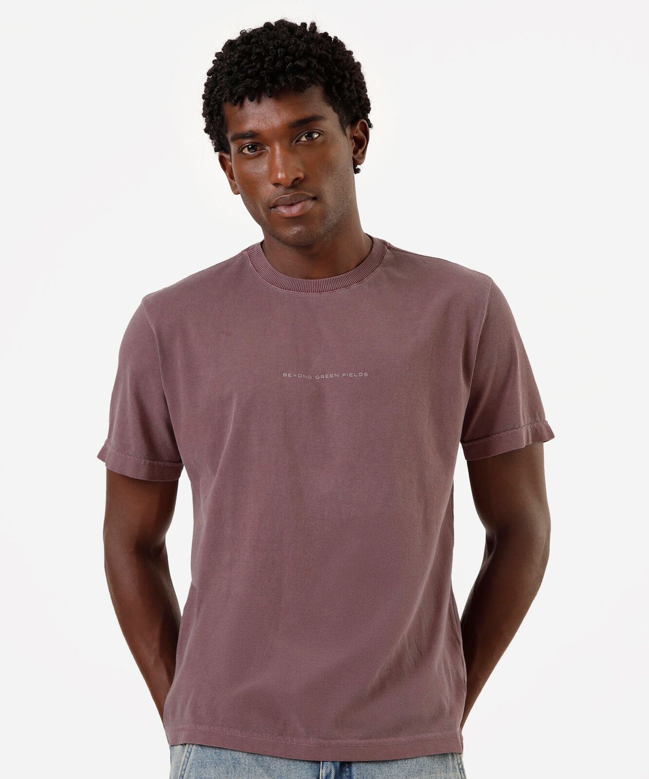 camiseta masculina de algodão estonada rosa