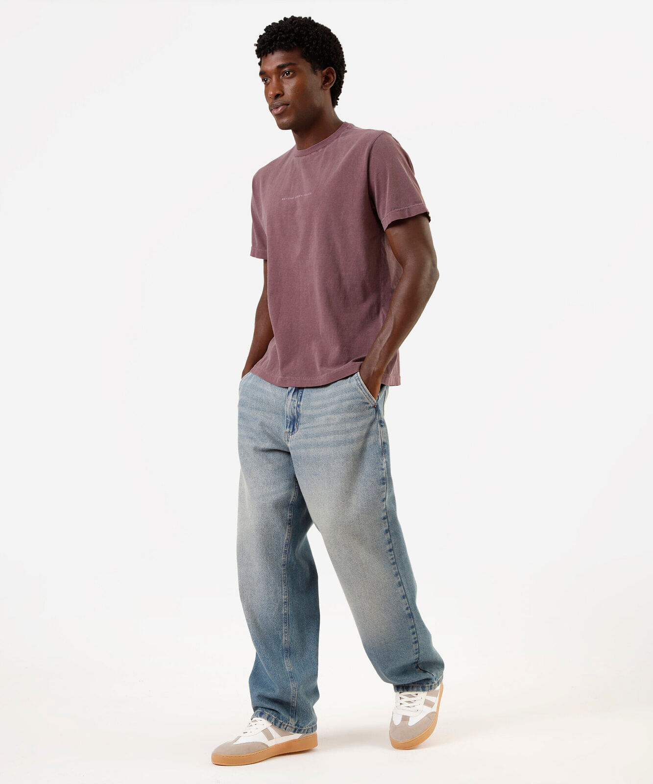 camiseta masculina de algodão estonada rosa