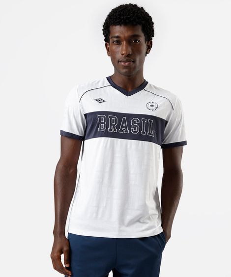 camiseta esportiva masculina manga curta brasil branca