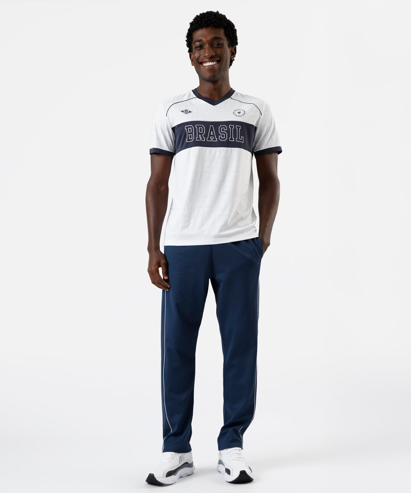 camiseta esportiva masculina manga curta brasil branca