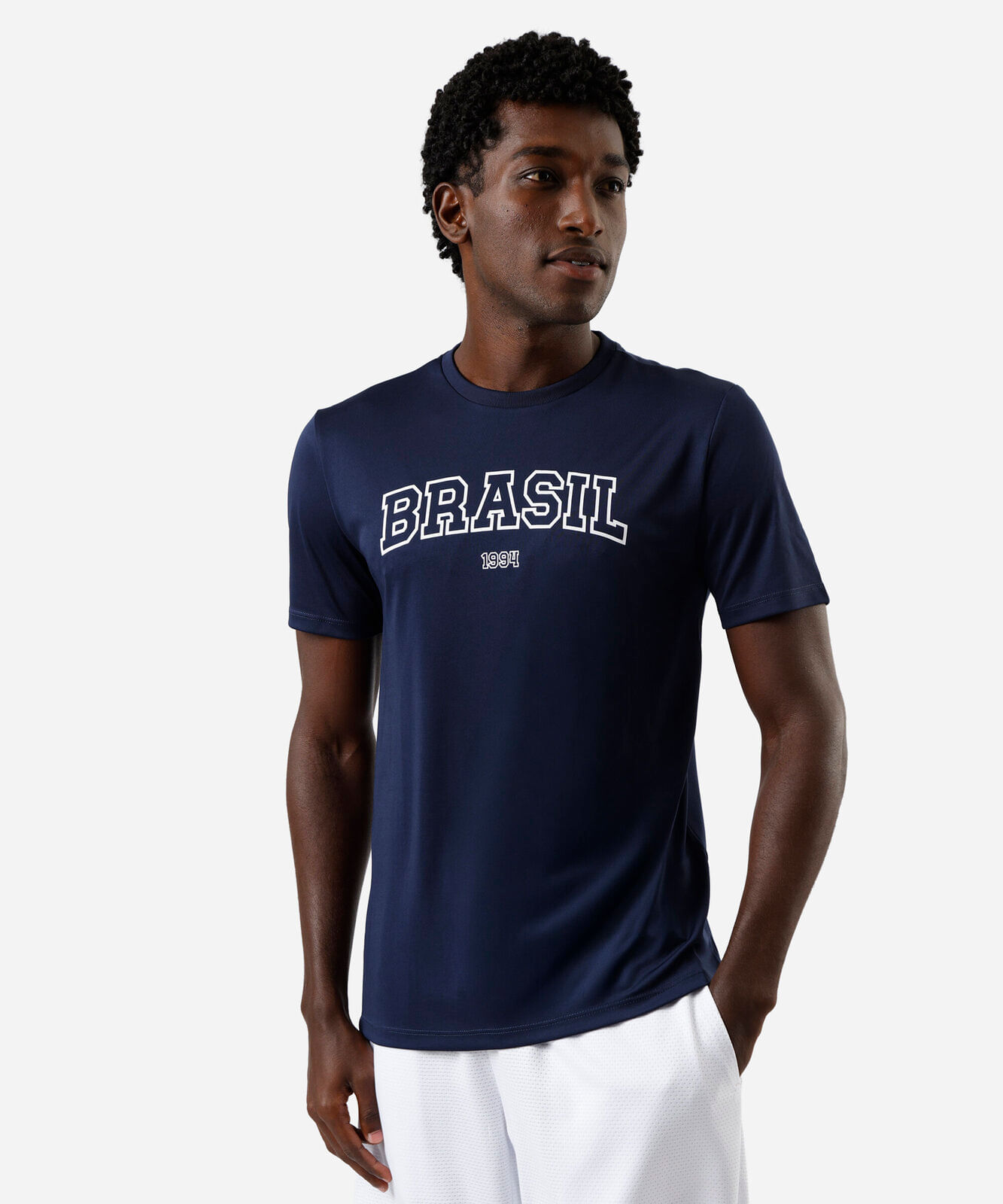 camiseta esportiva masculina manga curta brasil azul