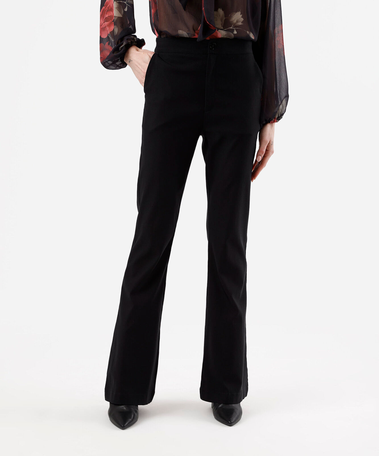 calça flare feminina cintura alta preta
