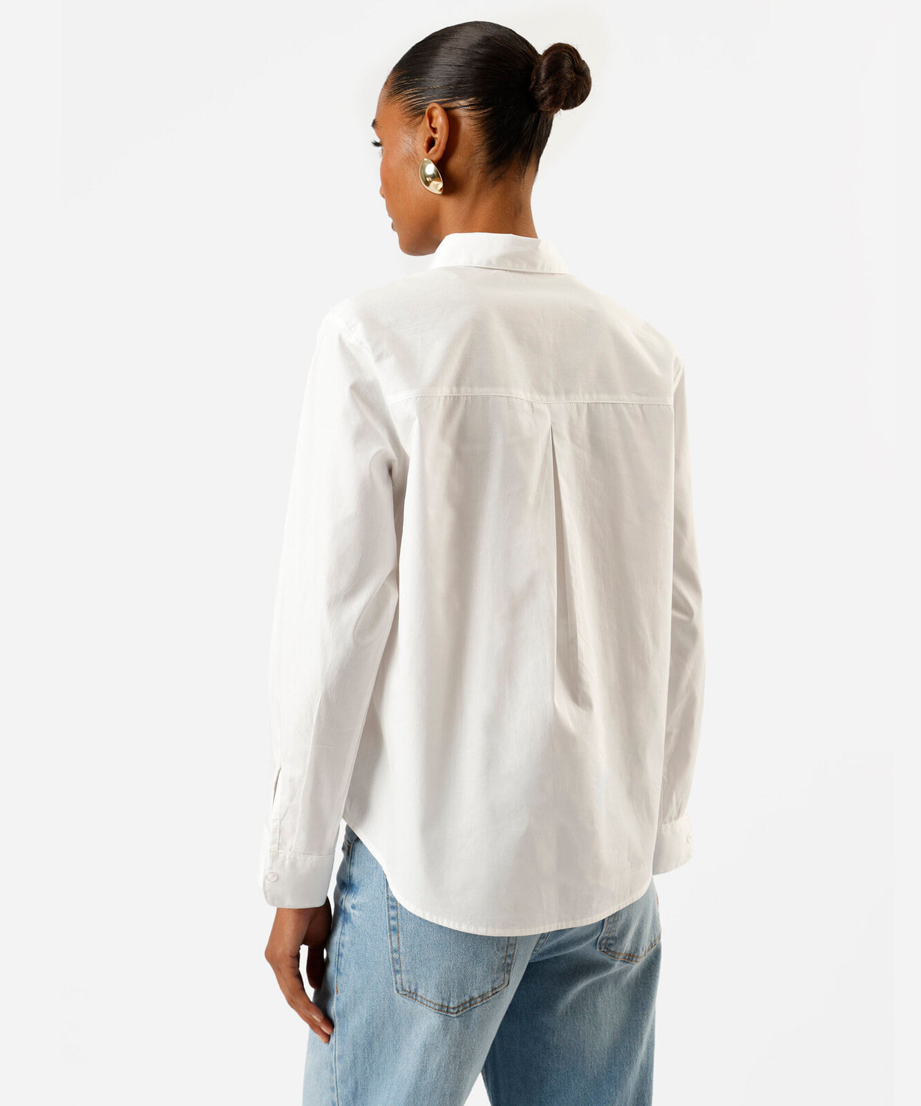 camisa feminina de algodão manga longa off white