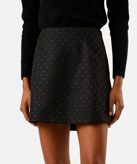 short saia feminino com brilhos preto