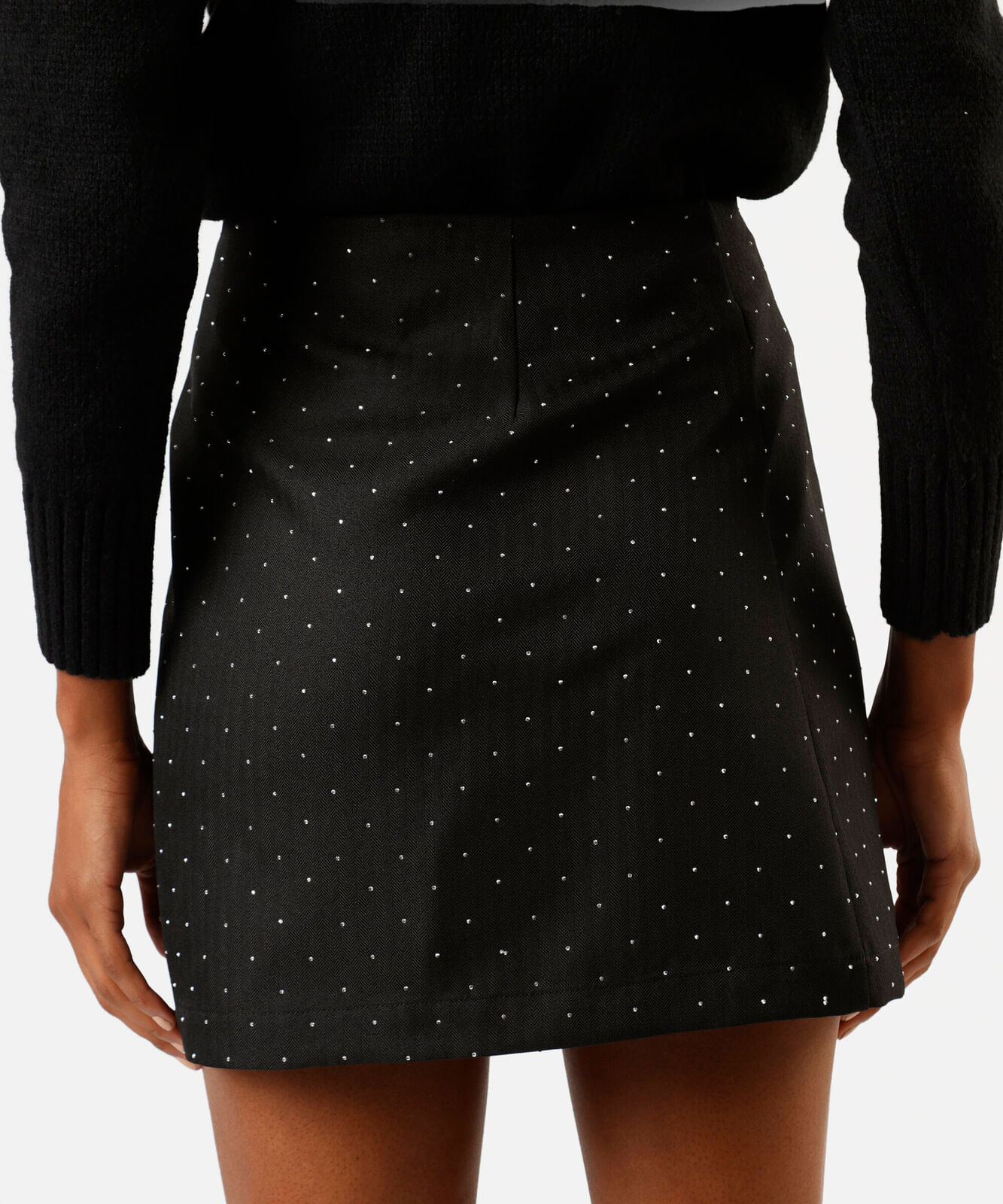 short saia feminino com brilhos preto