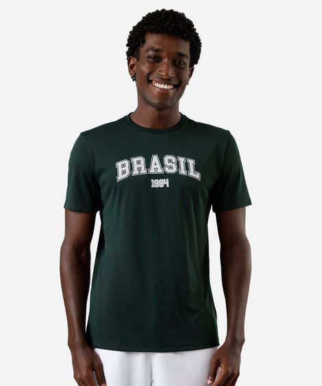 camiseta esportiva masculina manga curta brasil verde