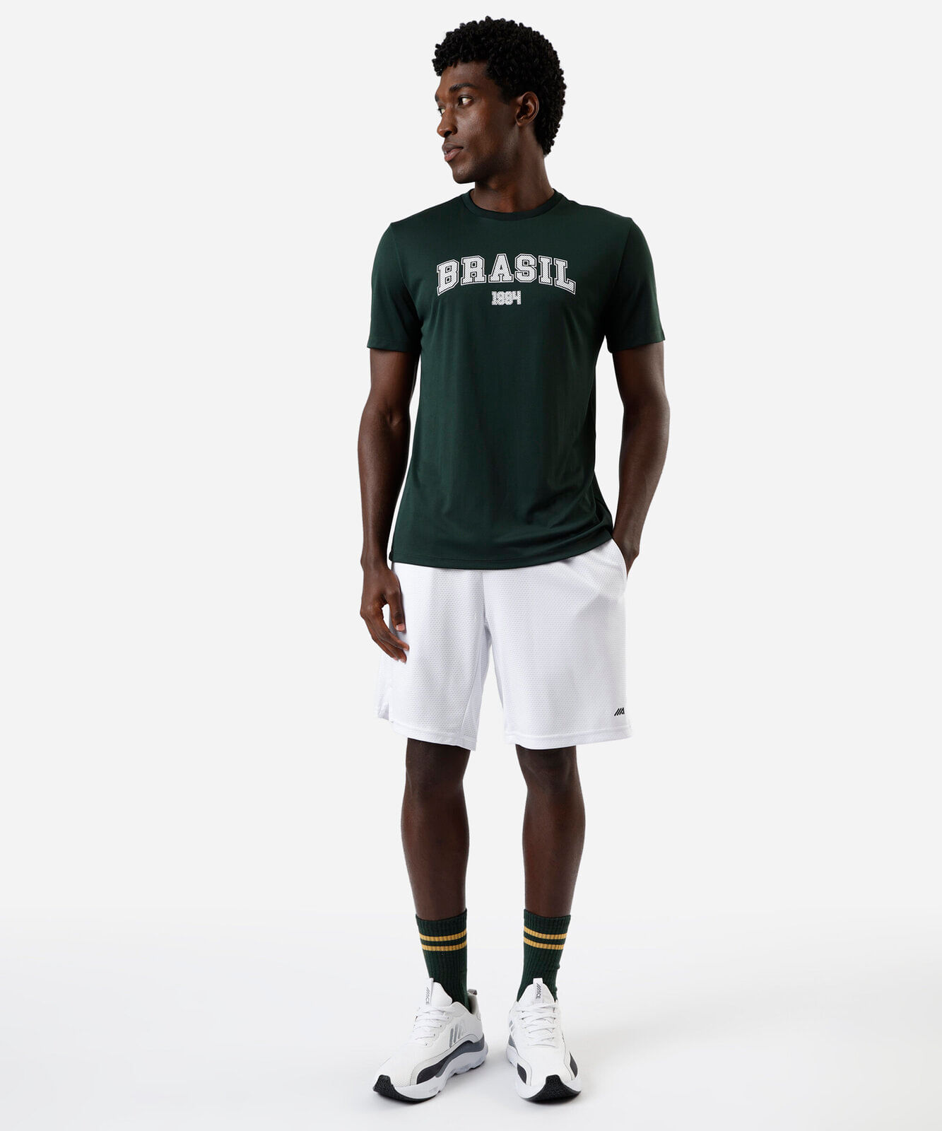 camiseta esportiva masculina manga curta brasil verde