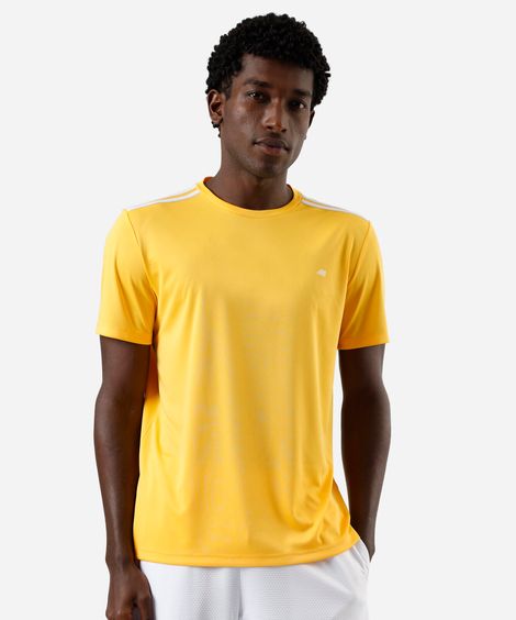 camiseta esportiva masculina com listras amarela