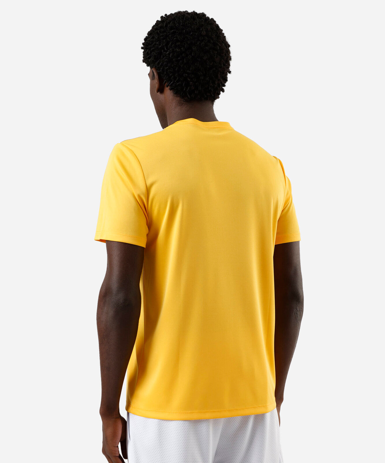 camiseta esportiva masculina com listras amarela