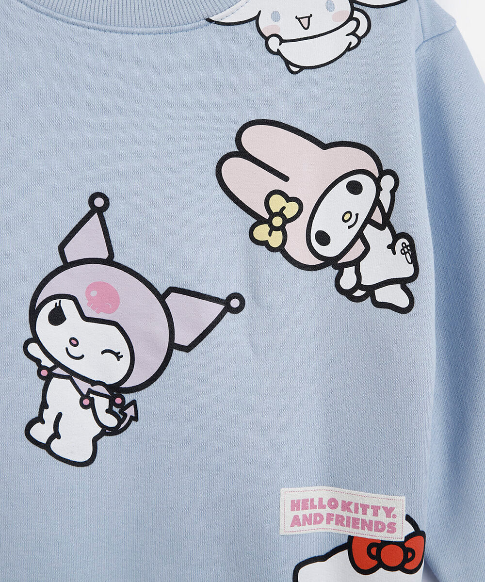 blusão infantil de moletom hello kitty azul