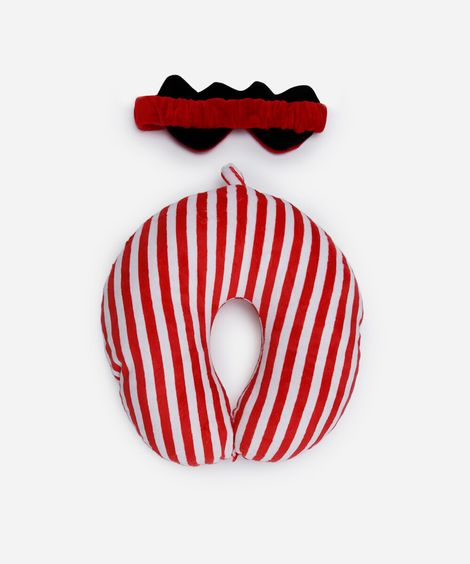 apoio de pescoço com máscara listrado vermelho