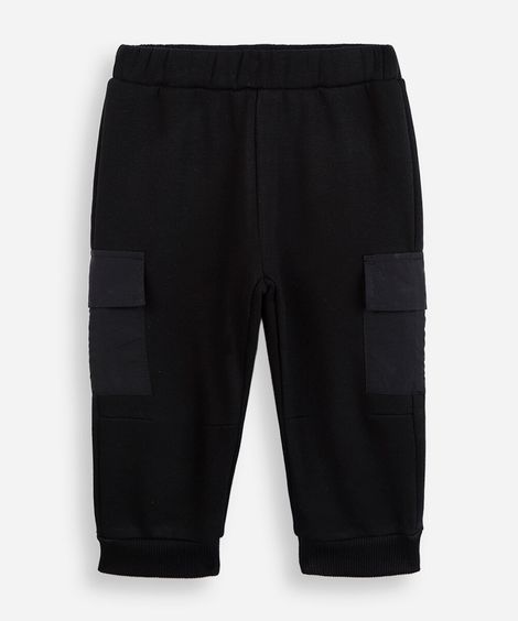 calça jogger infantil de moletom preta