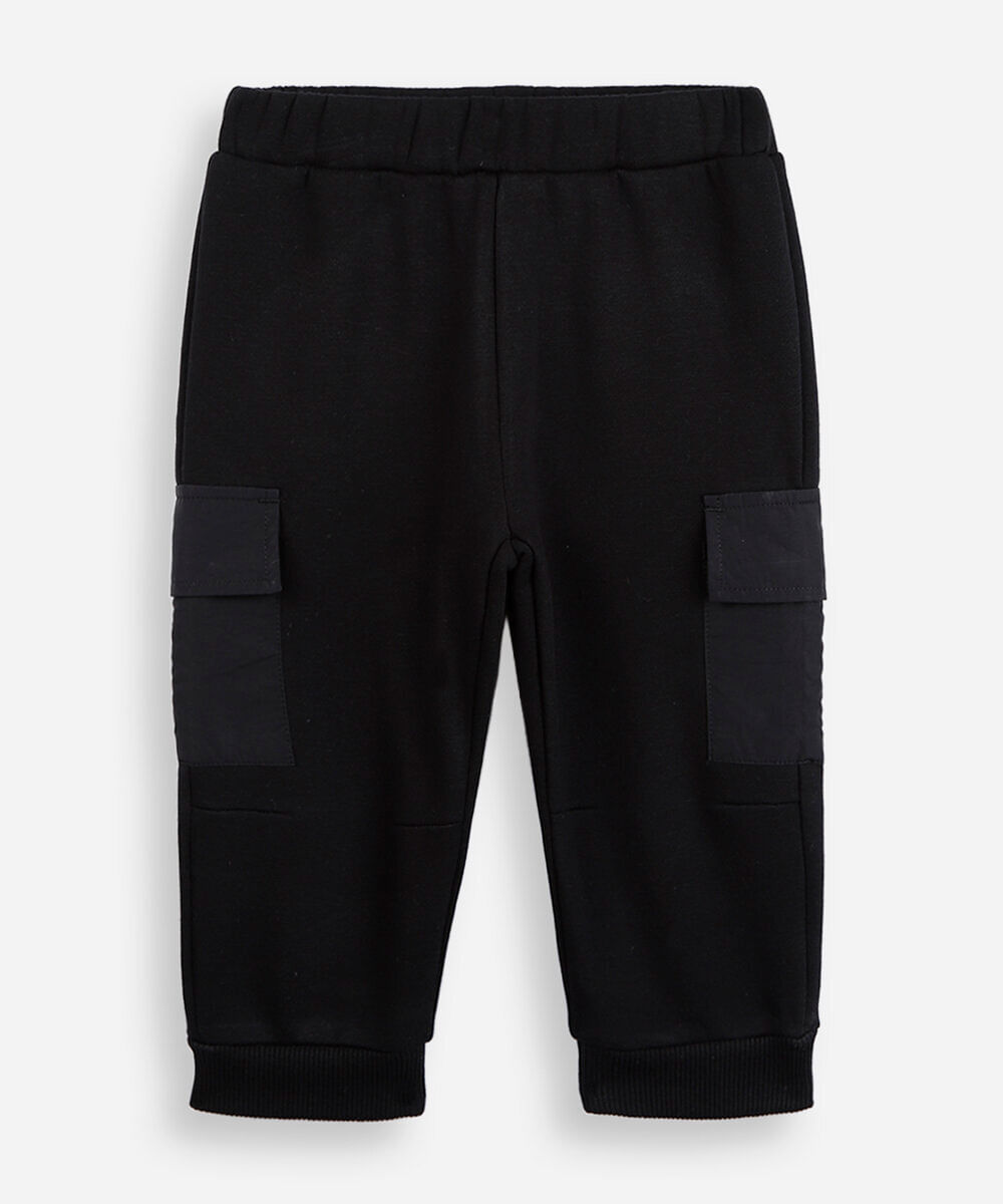 calça jogger infantil de moletom preta