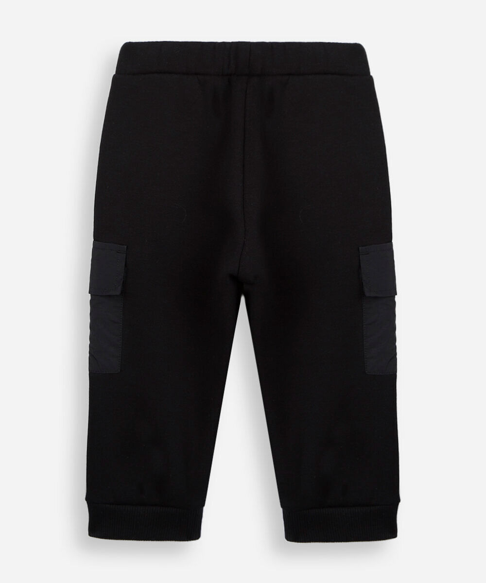 calça jogger infantil de moletom preta