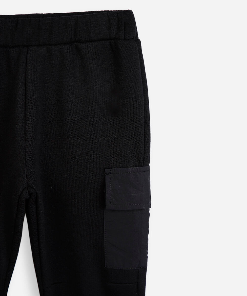 calça jogger infantil de moletom preta