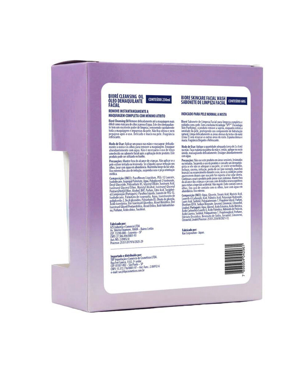 kit bioré com demaquilante cleansing oil 230ml e sabonete facial wash 60g