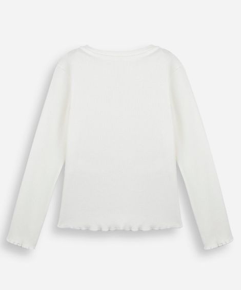 blusa infantil de algodão manga longa brasil off white