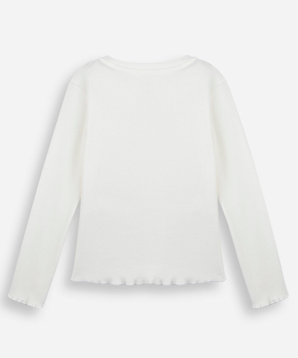 blusa infantil de algodão manga longa brasil off white