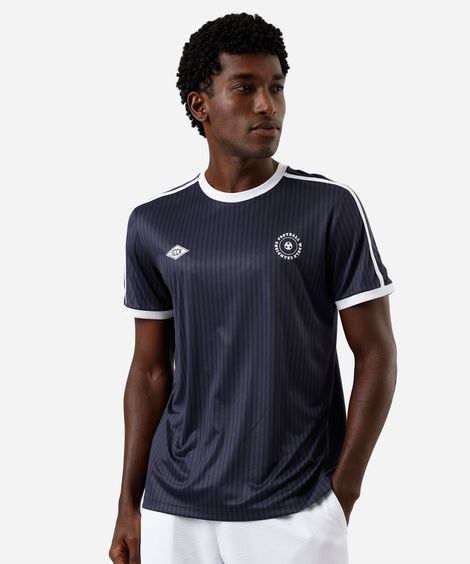 camiseta esportiva masculina manga curta azul