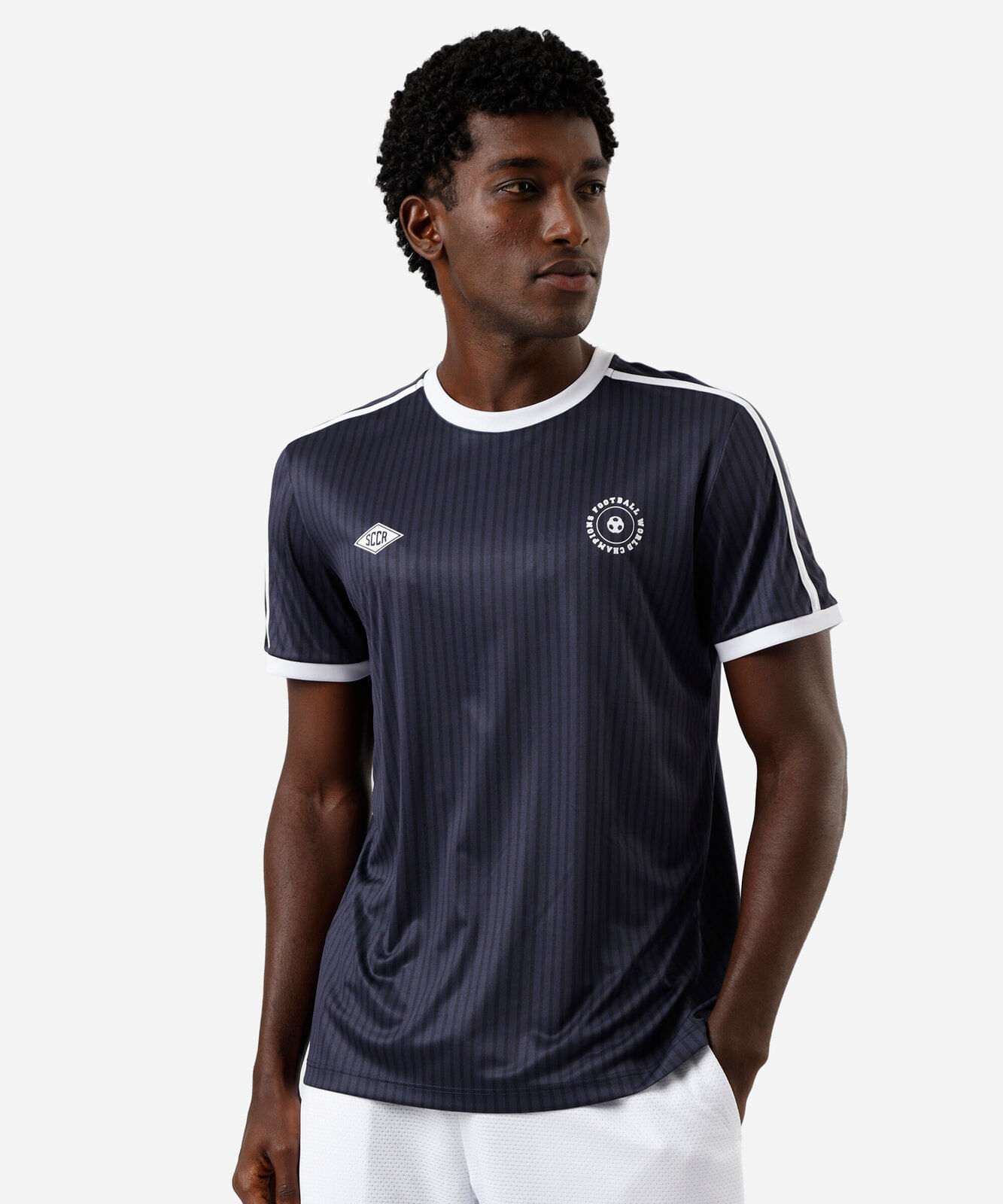 camiseta esportiva masculina manga curta azul